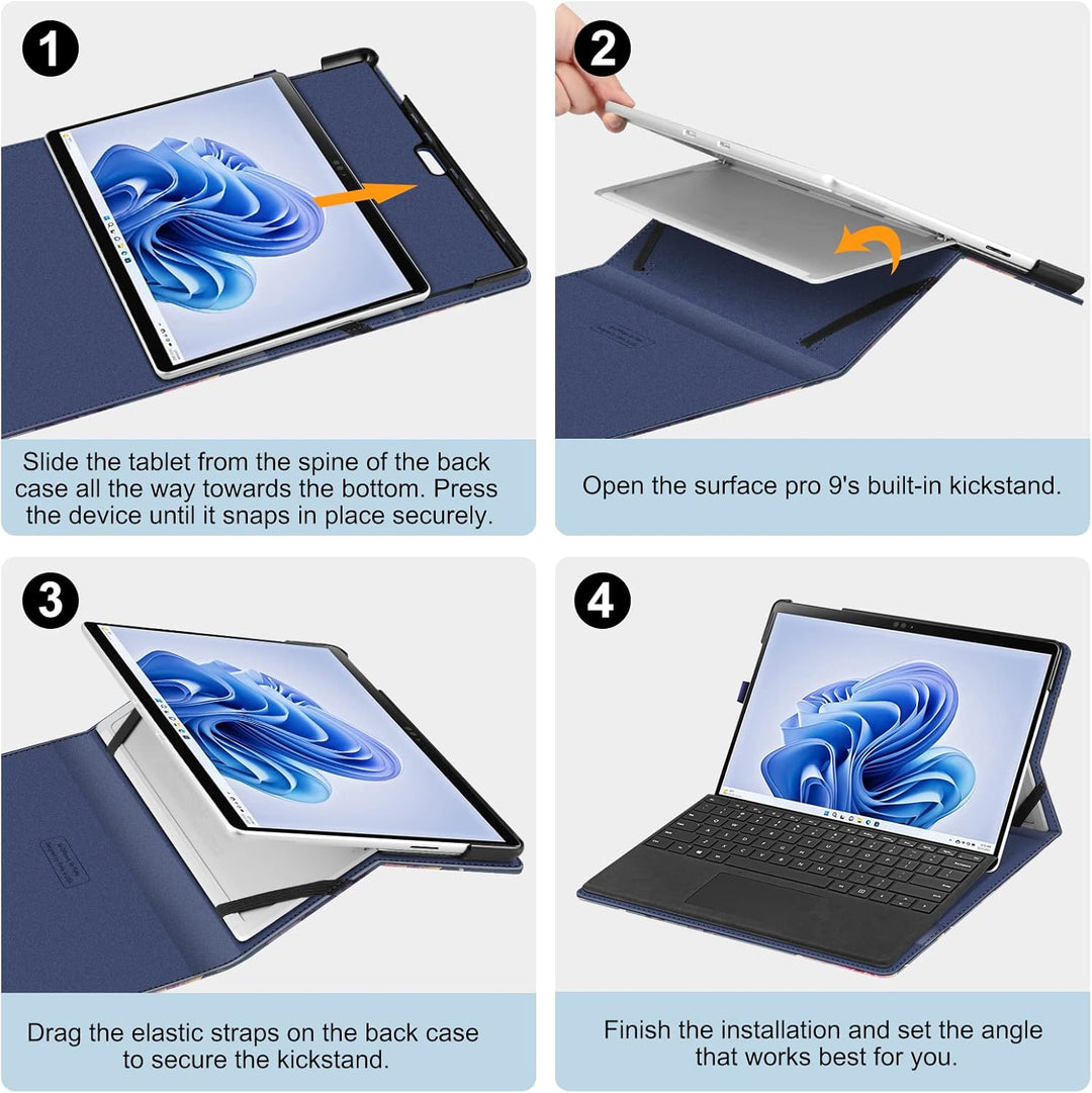Fintie Hülle für Microsoft Surface Pro 9 13 Zoll (2022) - Multi-Sichtwinkel Hochwertigem Kunstleder