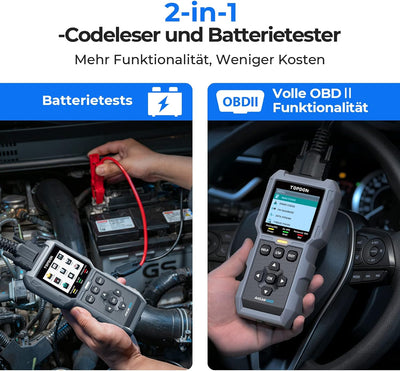 TOPDON ArtiLink500B OBD2 Diagnosegerät Auto und Batterietester 2-in-1, Universal KFZ-Fehlercode-Lese