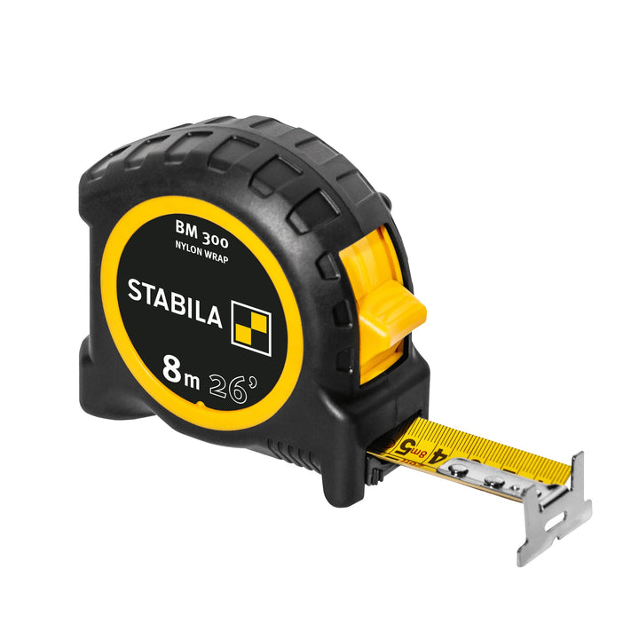 STABILA Taschenbandmass BM 300, 8 m (26'), doppelseitige cm/inch-Skala, SPIKES-Haken 8m, cm/inch, 8m