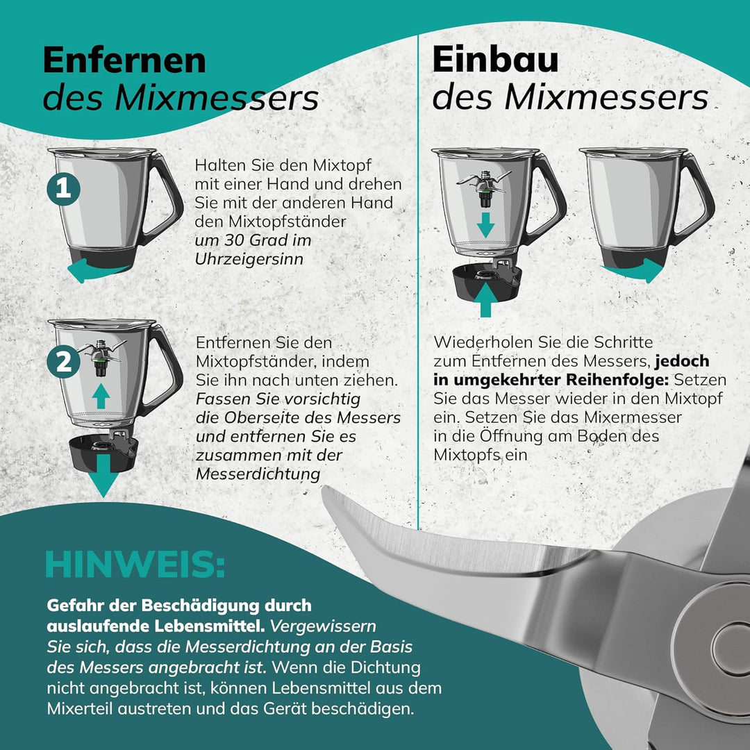 Chef-Mix Messer TM31 aus Edelstahl Ersatz für Vоrwerk Thermоmix TM31 Messer - Thermоmix Zubehör TM31