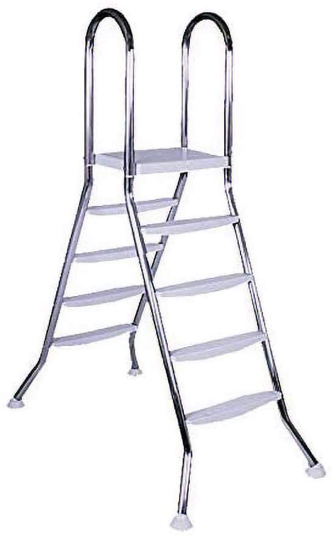 Steinbach Aufstellbeckenleiter Edelstahl, 4 + 4 Stufen, für Beckenhöhe 120 cm und 135 cm, Holm Ø 43