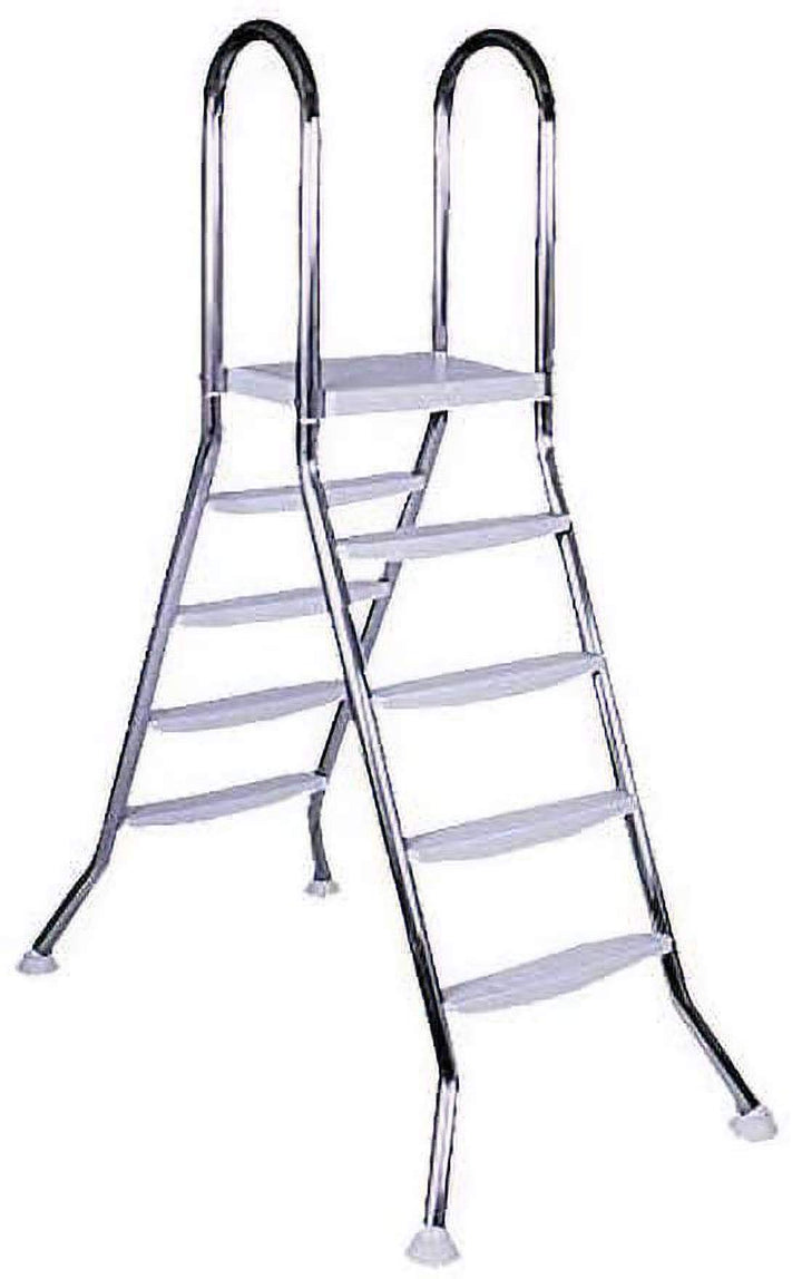 Steinbach Aufstellbeckenleiter Edelstahl, 4 + 4 Stufen, für Beckenhöhe 120 cm und 135 cm, Holm Ø 43