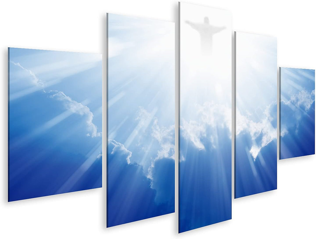islandburner Bild auf Leinwand Helles Licht Von Jesus Christus In Den Blauen Himmel Mit Wolken Bilde