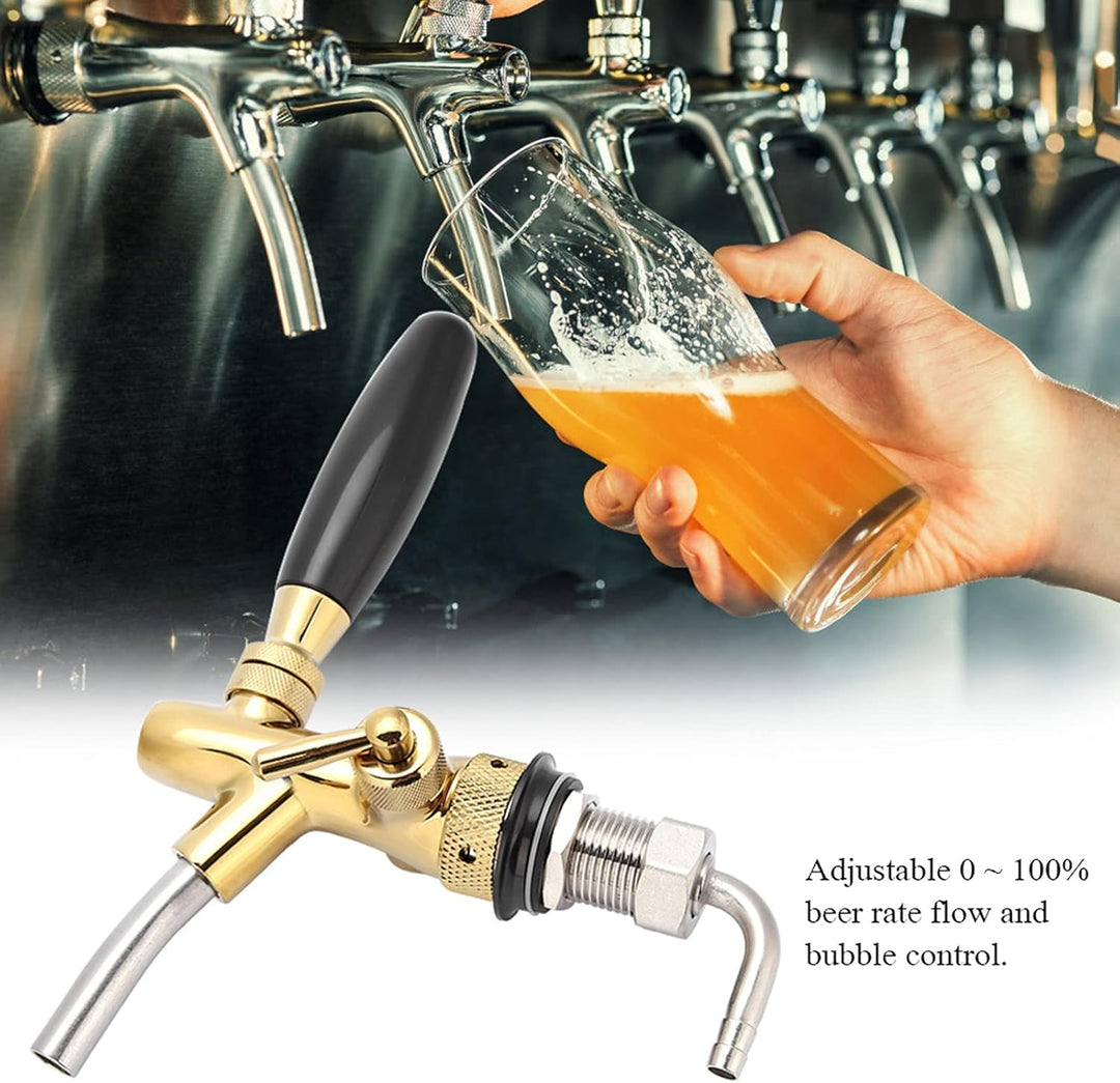 Einstellbare Flusskontrolle Chrome Fassbierhahn Wasserhahn G5 / 8 Schaft Home Bar Brew Bierfass Disp