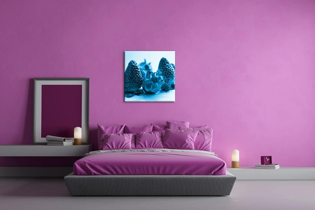 deyoli Knallrote Erdbeeren Format: 70x70 Effekt: Zeichnung als Leinwandbild, Motiv auf Echtholzrahme