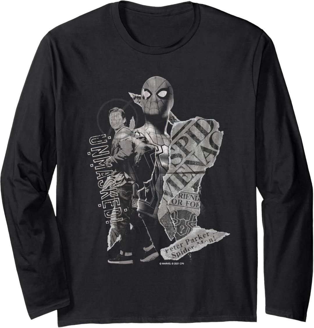 Marvel Spider-Man: No Way Home Peter Parker Unmasked Langarmshirt