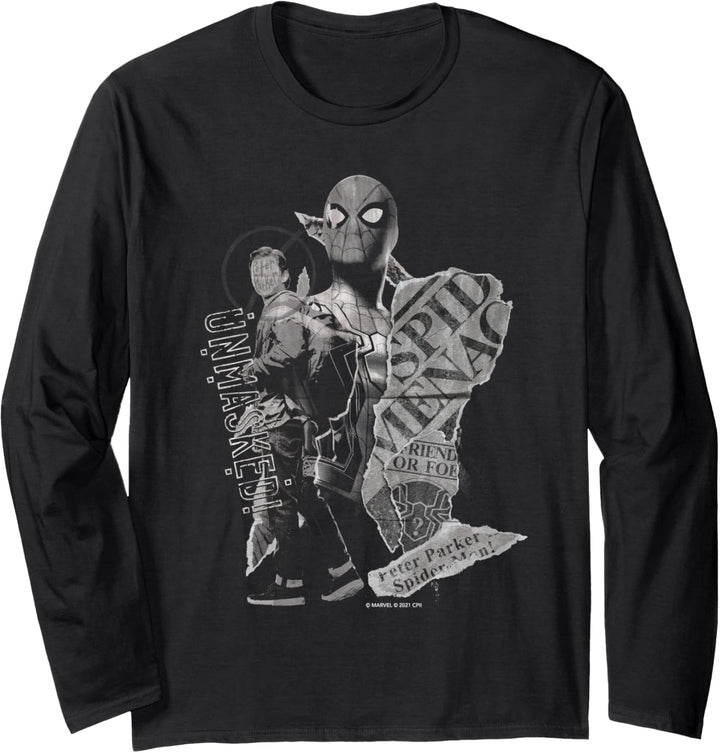 Marvel Spider-Man: No Way Home Peter Parker Unmasked Langarmshirt