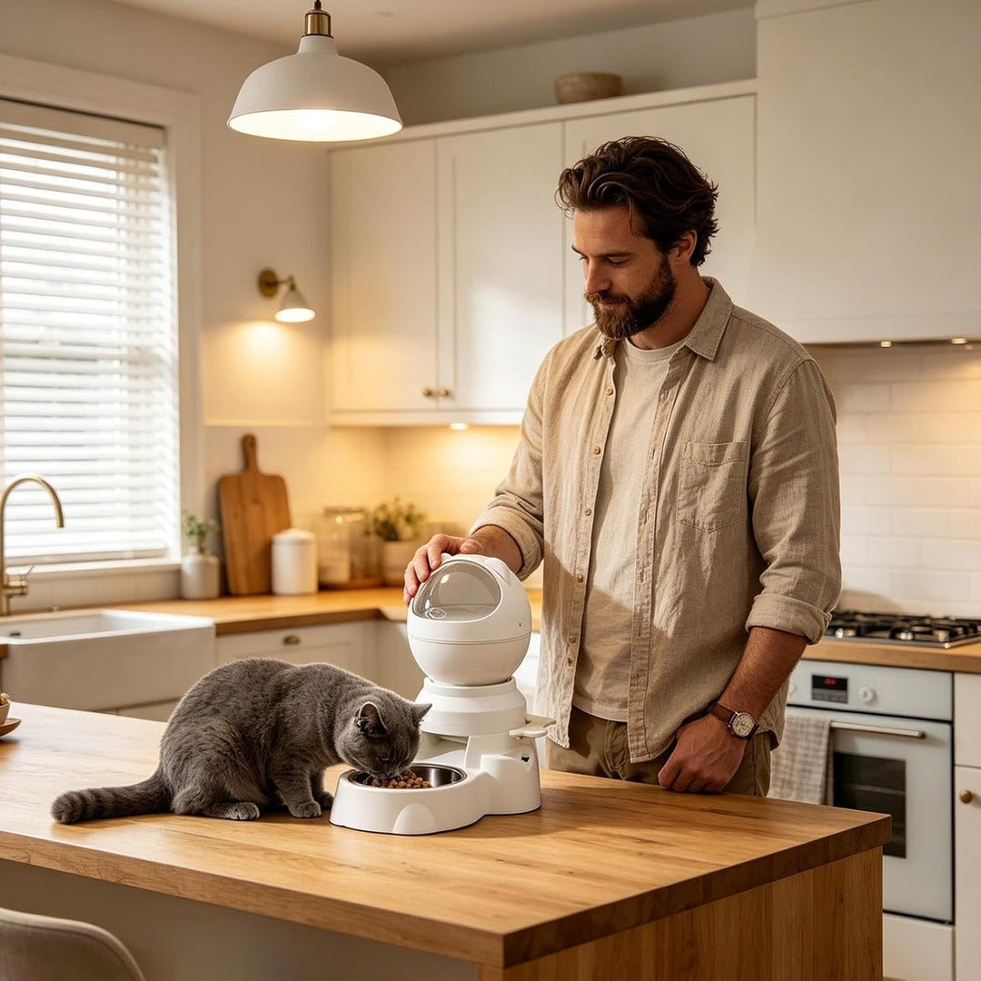 Automatic Cat Feeder and Water Dispenser - Automatic with Button Interactive Bowl | 1.5L Dog Feeding