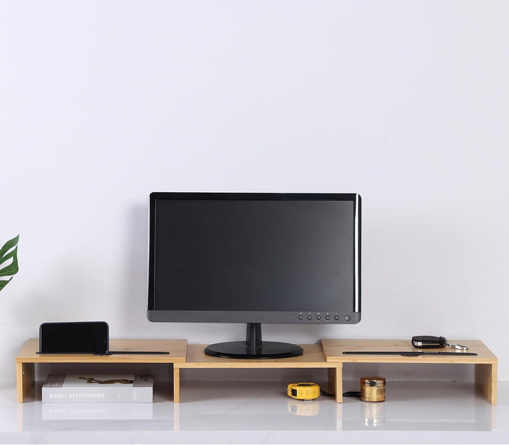Relaxdays Monitorständer, 2 Monitore, ausziehbare Segmente, Breite 74-105 cm, ergonomische PC Ablage