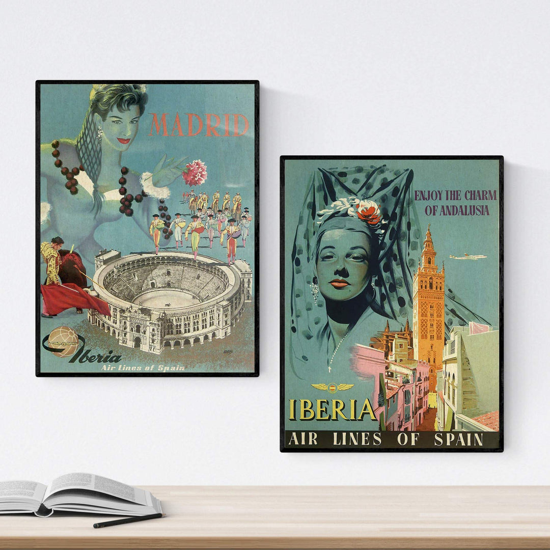 Nacnic Sets Travel Poster, Vater A3 mit Rahmen Spanien, A3 mit Rahmen Spanien
