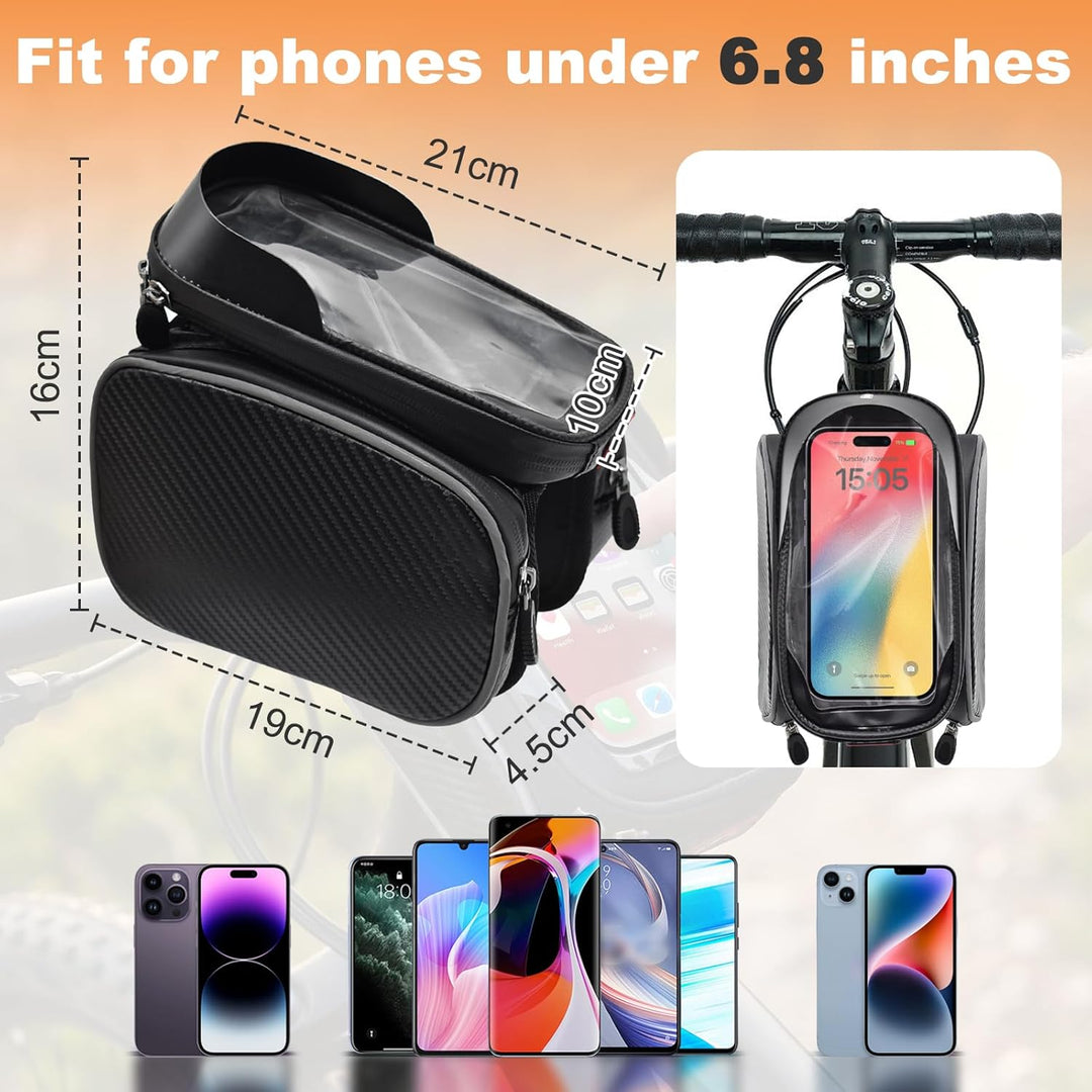 Lenkertasche Fahrrad, Wasserdicht Fahrrad Rahmentasche mit TPU Touchscreen Handytasche Oberrohrtasch