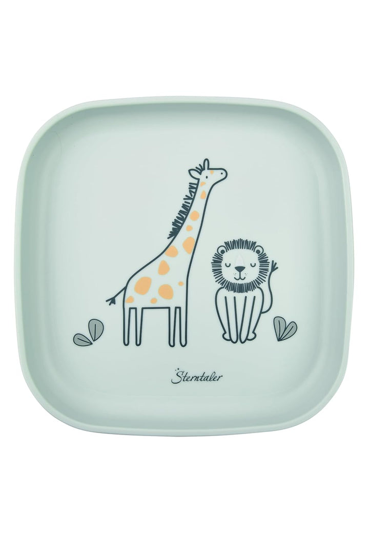 Sterntaler Geschirrset Giraffe & Löwe – Eckige Form mit Safari Motiv – Teller, Schale, Becher & Best