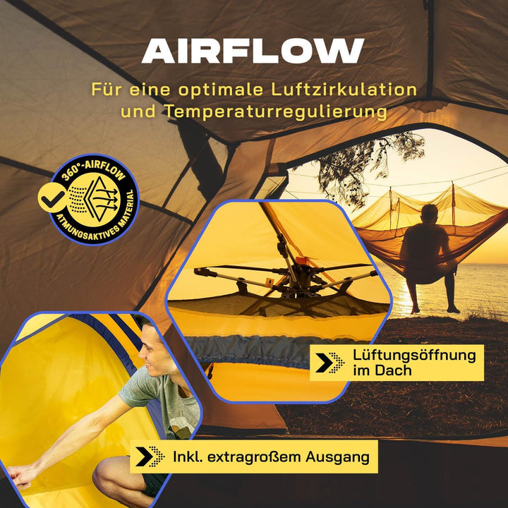 Lumaland Camping Zelt | Leichtes Pop Up Wurfzelt | 2-4 Personen Kuppelzelt | Trekking &amp; Festival Igl