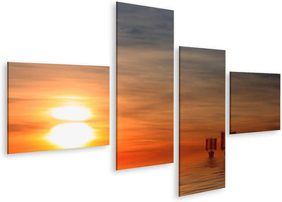 islandburner Bild auf Leinwand Wikingerschiffe 20A Bilder Wandbilder Poster Leinwand 150x80cm - 4 Te