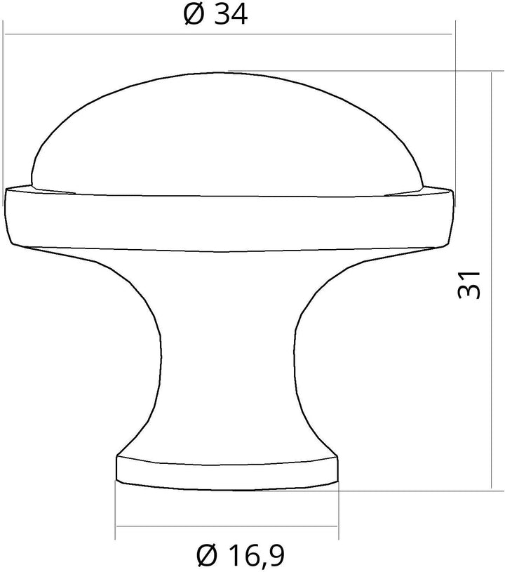 SO-TECH® 10er SET Schubladenknopf Knopf Griffe ANSGAR Ø: 34 mm weiss mit Metallfuss in Silberoptik A