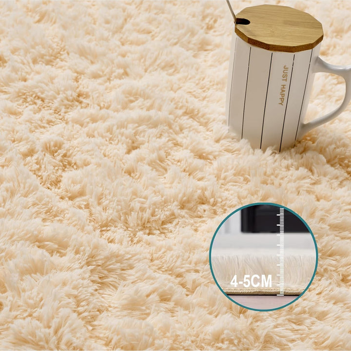 Evitany Schlafzimmer Teppich, Anti-Rutsch Flauschig Hochflor Teppiche, Bettvorleger Weich Shaggy Woh