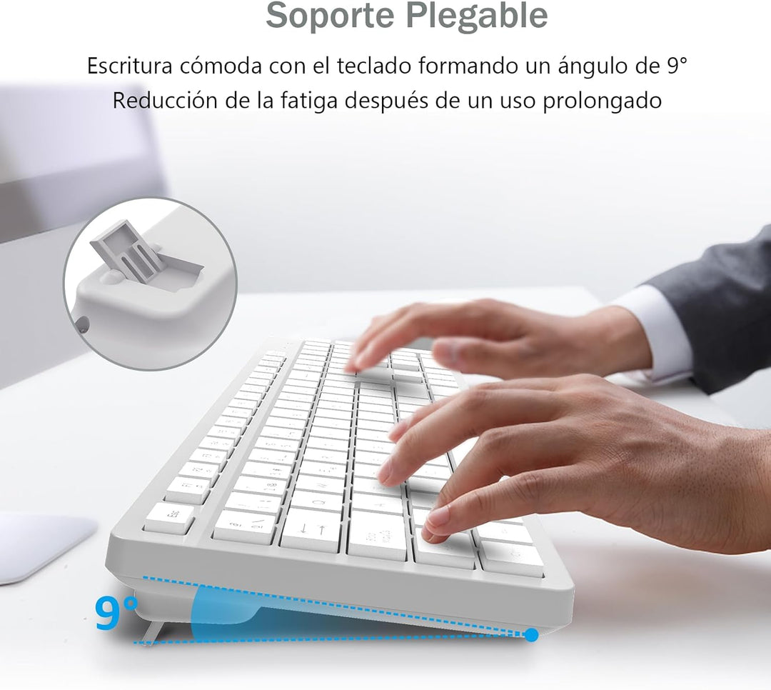 LeadsaiL Kabellose Tastatur und Maus, kabellose Tastatur und Maus, ergonomisch, Spanisch, QWERTY, vo