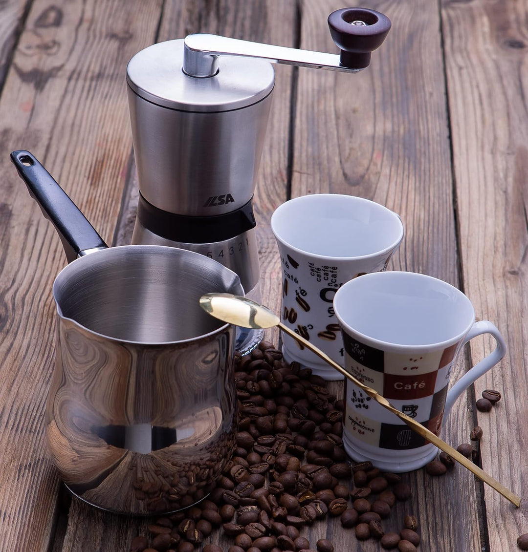 Fiesta Plus Türkische Kaffeekanne für Induktion aus Edelstahl 750 ml Jazwa Ibrik Türkische Kaffeekan