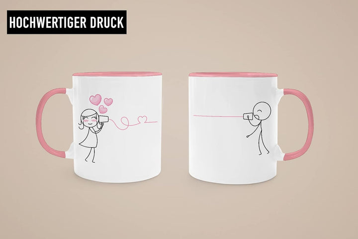 Trendation - Fernbeziehung Geschenk Tassen Set Partner Liebe Geschenk für Freundin Freund Liebesgest