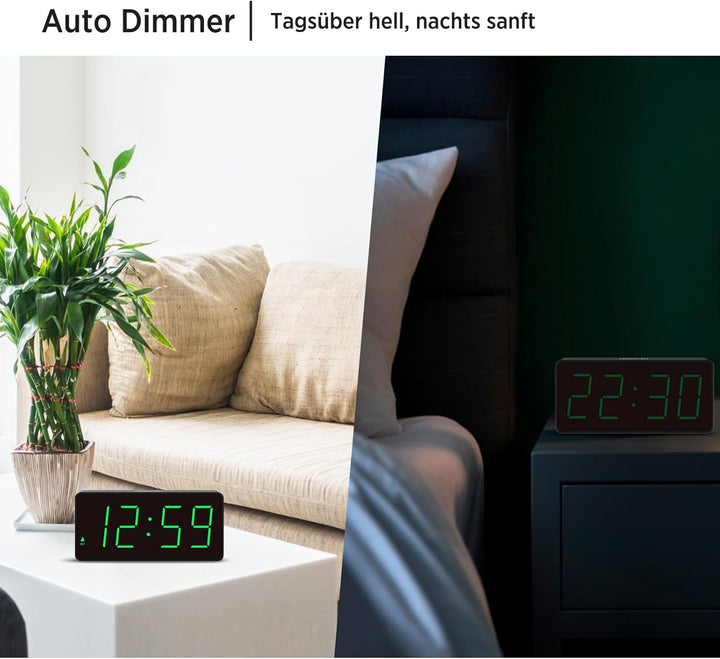 Eachui Wecker digital Batteriebetrieben mit grossen Zahlen, Digitaler Wecker mit LED Display, regelb