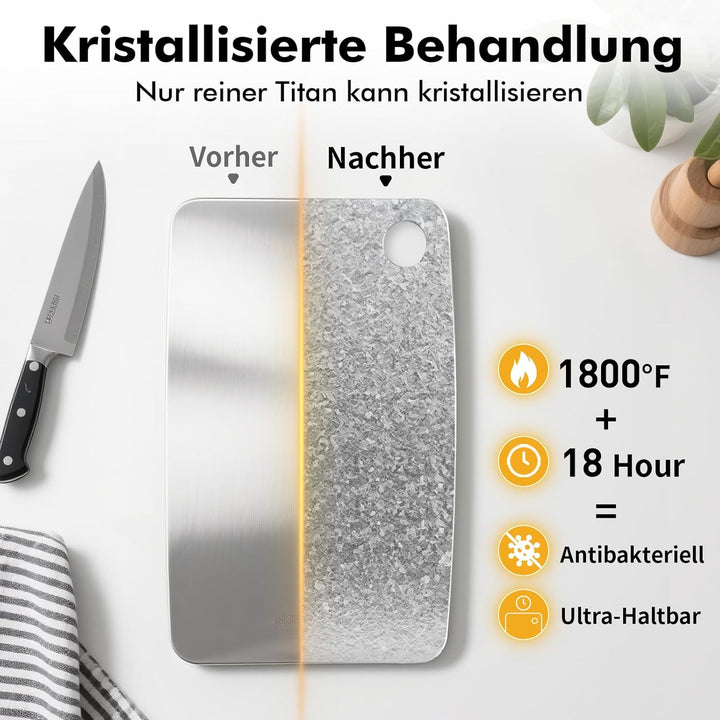 Titan Schneidebrett, Schneidebretter aus 100% Titanium, Antibakterielle Küchenbrett - EPA-Zertifizie