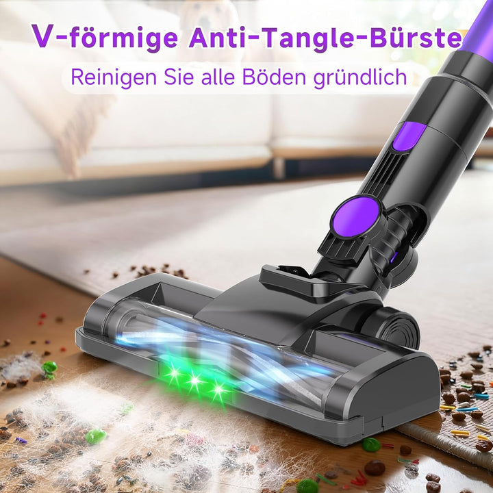 Hearten Akku Staubsauger Kabellos mit LED Display, Leise, 3 Betriebsarten, Kabelloser Staubsauger mi