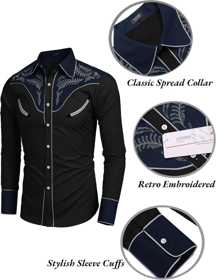 COOFANDY Herren Hemd mit Button-Down-Kragen Gross und kräftig M Baumwolle - Schwarz