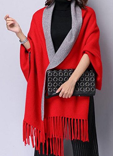MyBeautyworld24 Frauen Kaschmir Poncho Strickjacke Strickpullover Mantel Winter Pullover Oversize Sc