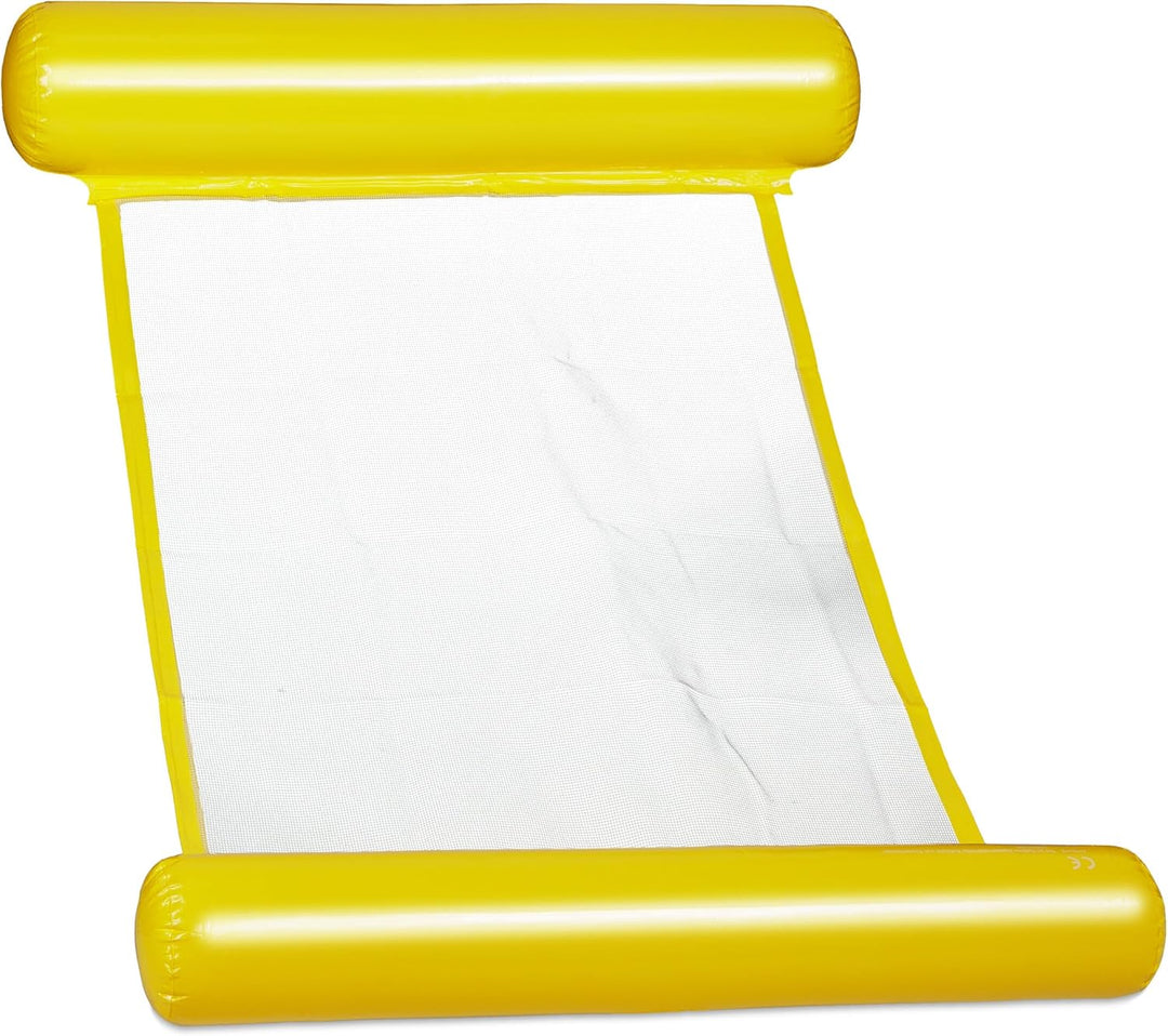 Relaxdays Schwimmhängematte, Pool Luftmatratze mit Netz, 100 kg, für Erwachsene, aufblasbare Wasserh
