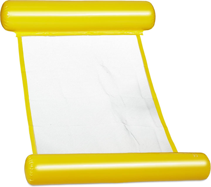 Relaxdays Schwimmhängematte, Pool Luftmatratze mit Netz, 100 kg, für Erwachsene, aufblasbare Wasserh