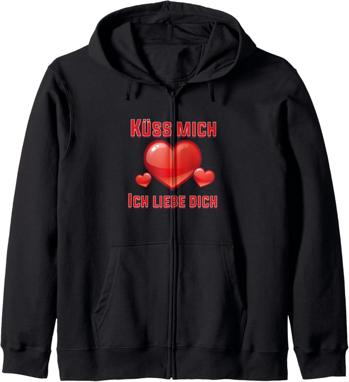 Küss Mich Ich Liebe Dich Valentinstag Küssen Bussi Herzen Kapuzenjacke
