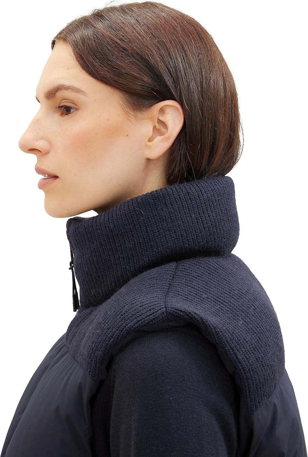 TOM TAILOR Damen Steppweste mit Strickeinsatz &amp; Stehkragen XL 10668 - Sky Captain Blue, XL 10668 - S