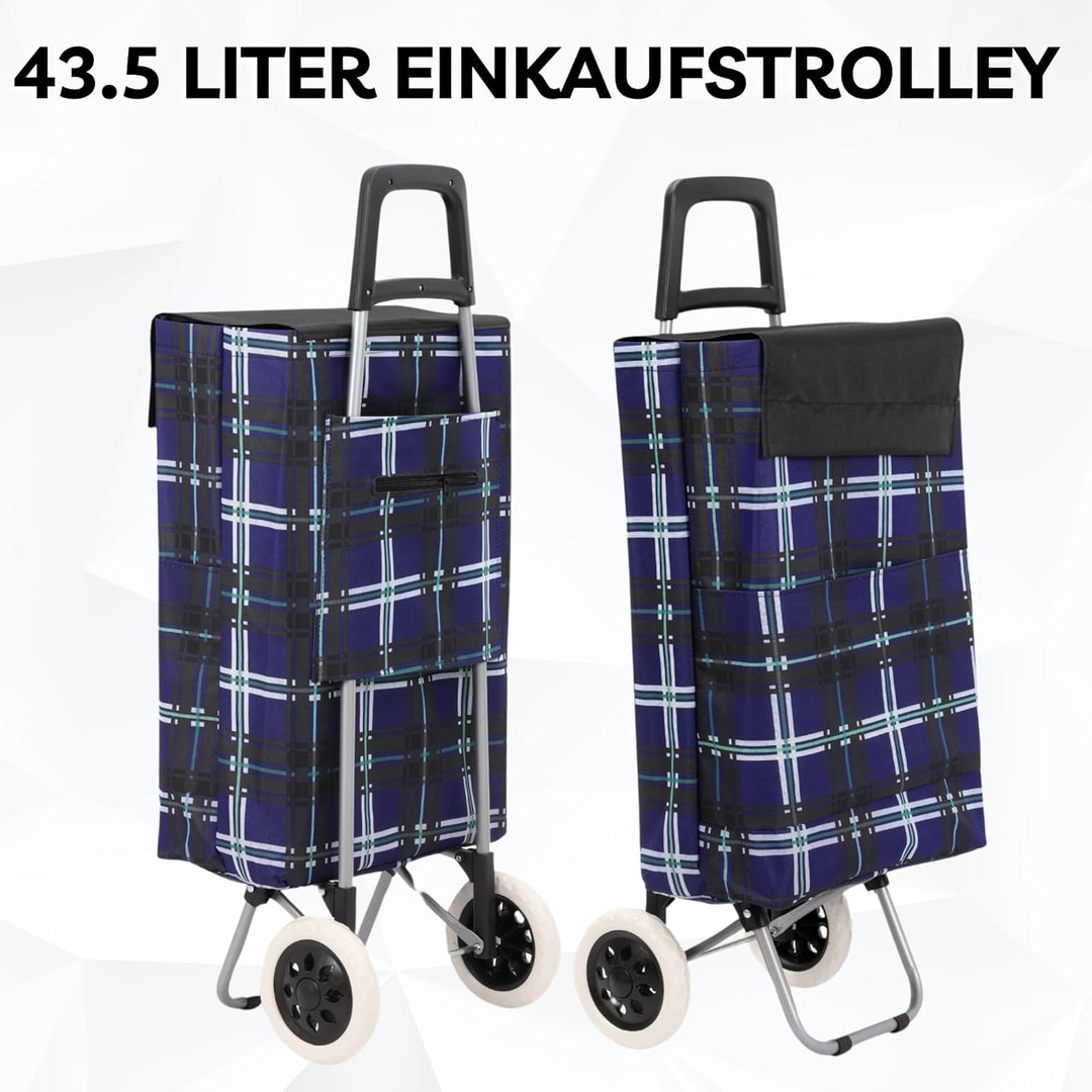 43.5Liter Wasserabweisender Trolley Einkaufstrolley Klappbar, Shopping Trolley, Einkaufswagen Faltba