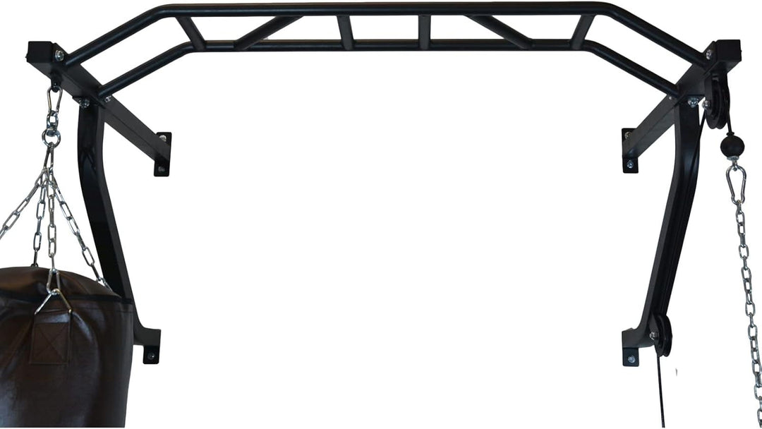 TrainHard® Multigriff Klimmzugstange Wandmontage mit Latzug & Boxsackhalterung, geprüfte und zertifi