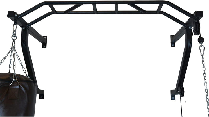 TrainHard® Multigriff Klimmzugstange Wandmontage mit Latzug & Boxsackhalterung, geprüfte und zertifi