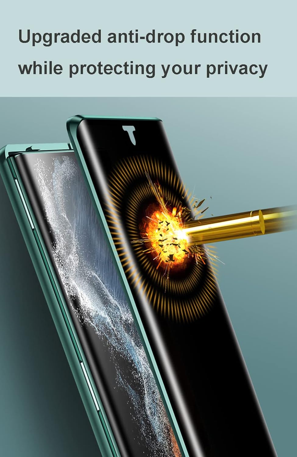 CeeEee Anti-Peep Hülle für Samsung Galaxy S22+ Plus 5G 360 Grad Schutz Case Doppelseiten aus gehärte