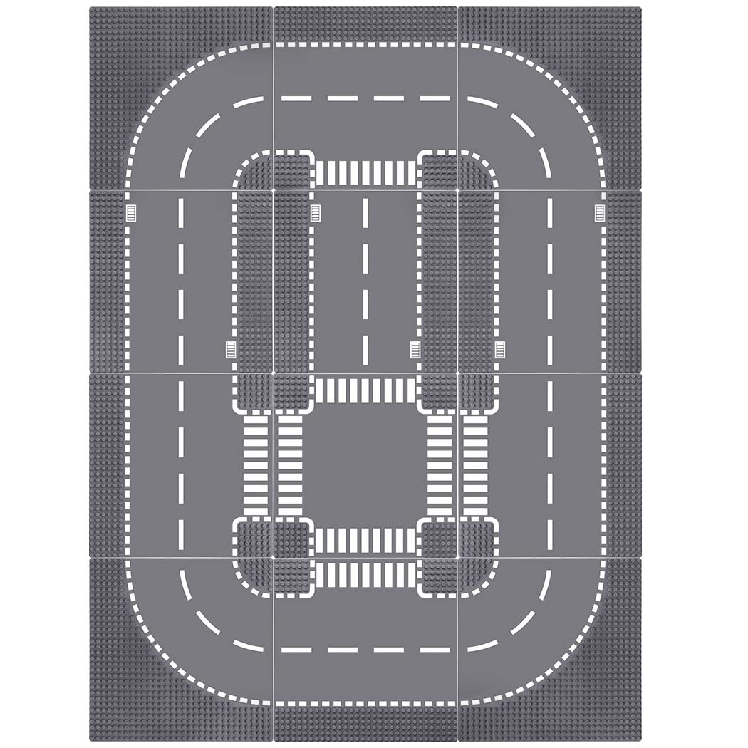 Lekebaby 12 Platten-Set Stadt Strassen Grundplatte, 25.5 * 25.5cm Strassenplatten 100% Kompatibel mi