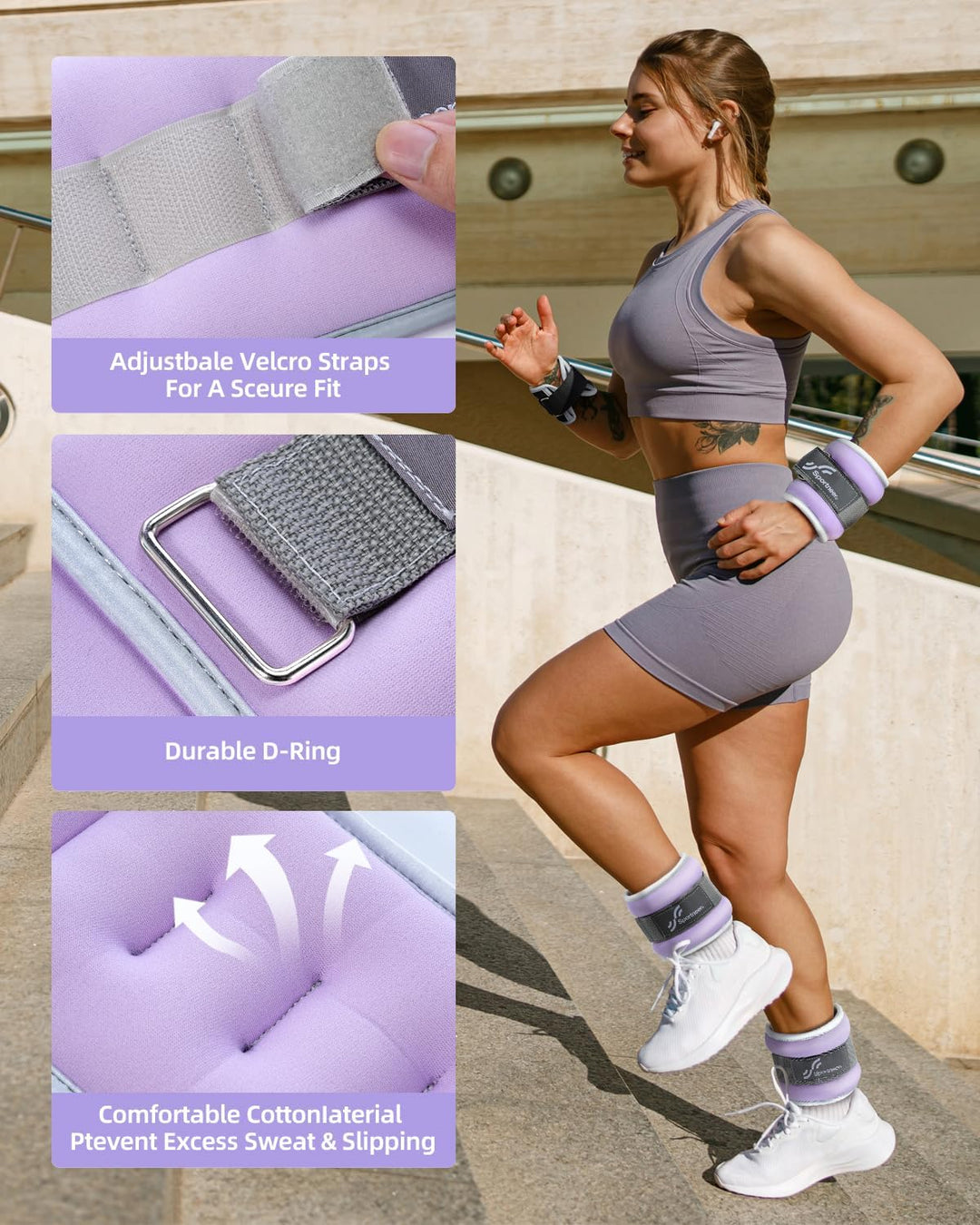 Sportneer Knöchelgewichte für Beine und Arme - Gewichtsmanschetten Set für Frauen und Männer für Kra