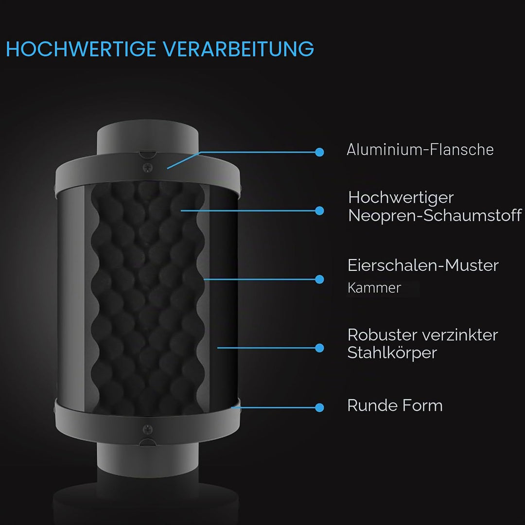 AC Infinity Rohrschalldämpfer 200 mm – für Inline-Lüfter und Lüftungssysteme in Growzelten und Hydro