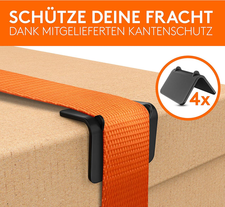 SICURIT. Spanngurte mit Ratsche – 4 Stück 6m, 1000Kg – TÜV G/S geprüft – DIN EN 12195-2 – Extrem rob