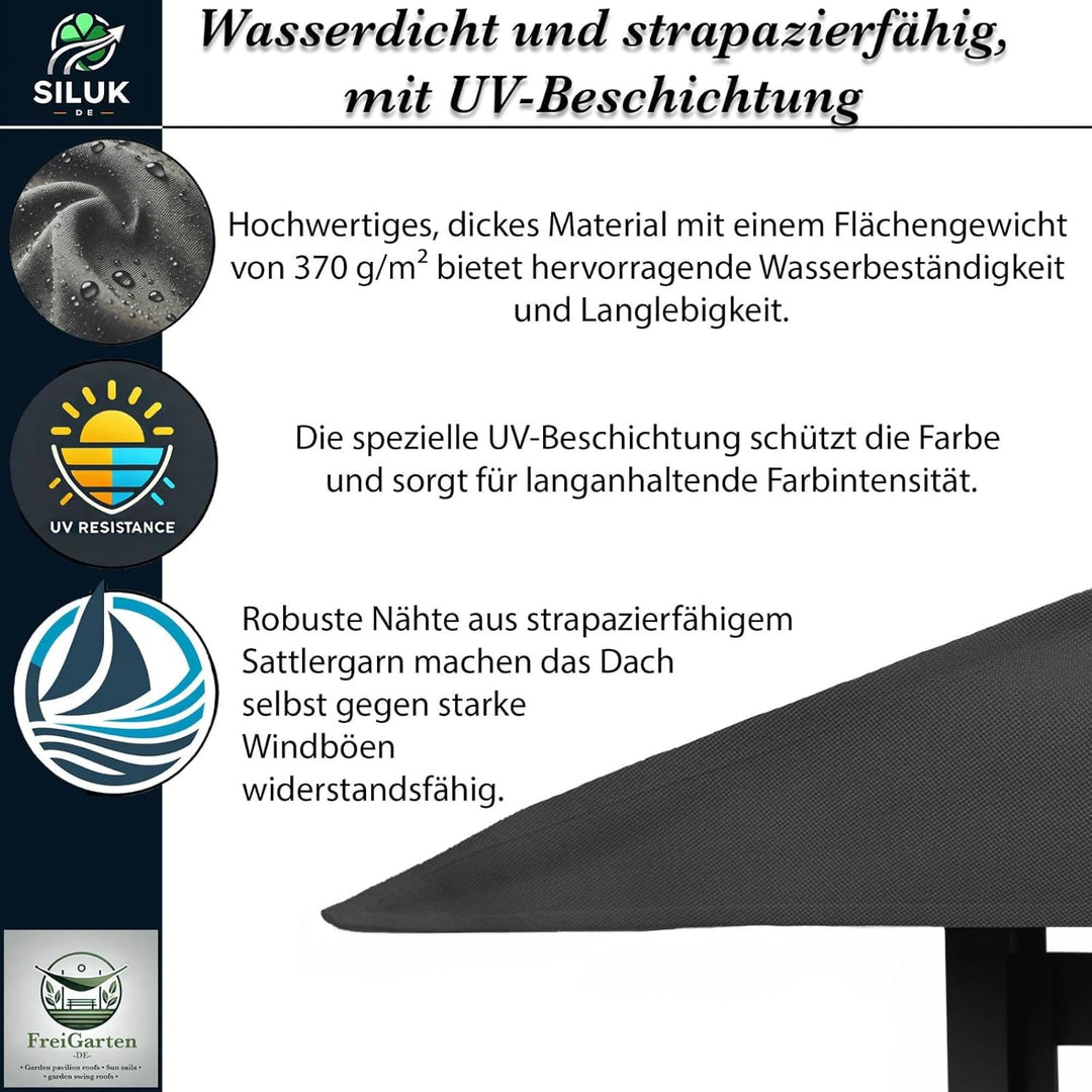 freigarten.de Ersatzdach für Pavillon 3x4 Meter Wasserdicht Material: Panama PCV Soft 370g/m² extra