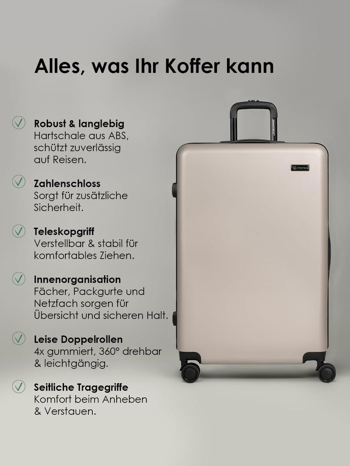 SMARTBOX Hartschalen Koffer-Set 3-teilig für Damen & Herren | leichte & stabile Reise-Trolleys aus h