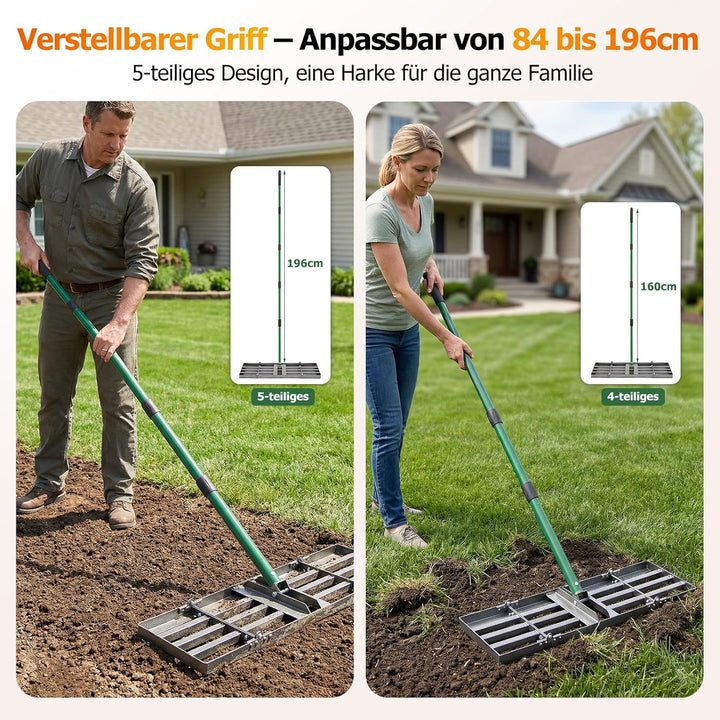 Rasennivellierharke - 76x25cm Rasennivellierer Rasen Rakel, Hochbelastbarer Rasen Nivellierrechen mi