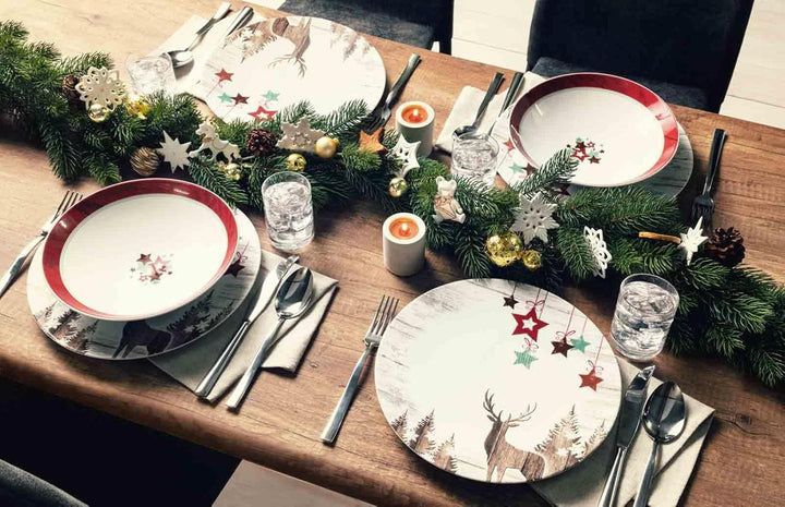 Seltmann Weiden Life Christmas Frühstücksteller 6er Set – Runde Kuchenteller Ø 22,5 cm | Elch- &amp; Ste