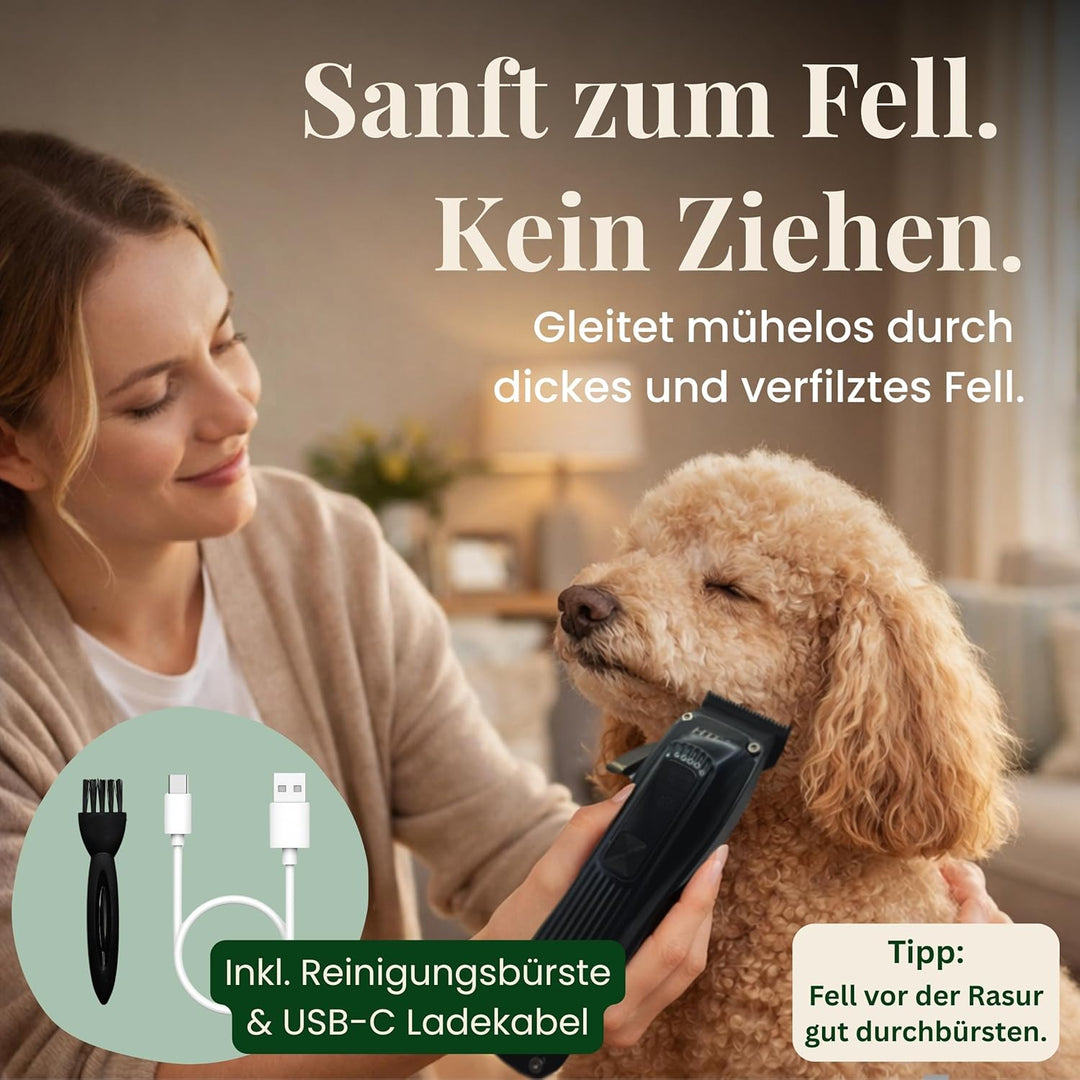 Hundeschermaschine für dickes dichtes Fell - leise Profi Schermaschine für Hunde Fellpflege - Hundet