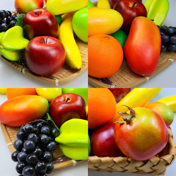 12 Stück künstliche Früchte, künstliche Obstdekoration, realistische Kunstobst, Lebensmittelauslage,