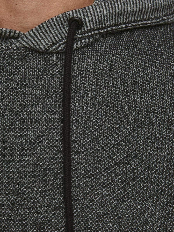 JACK & JONES Herren Jcobadge Knit Hood Sts Kapuzenpullover, Black, S EU