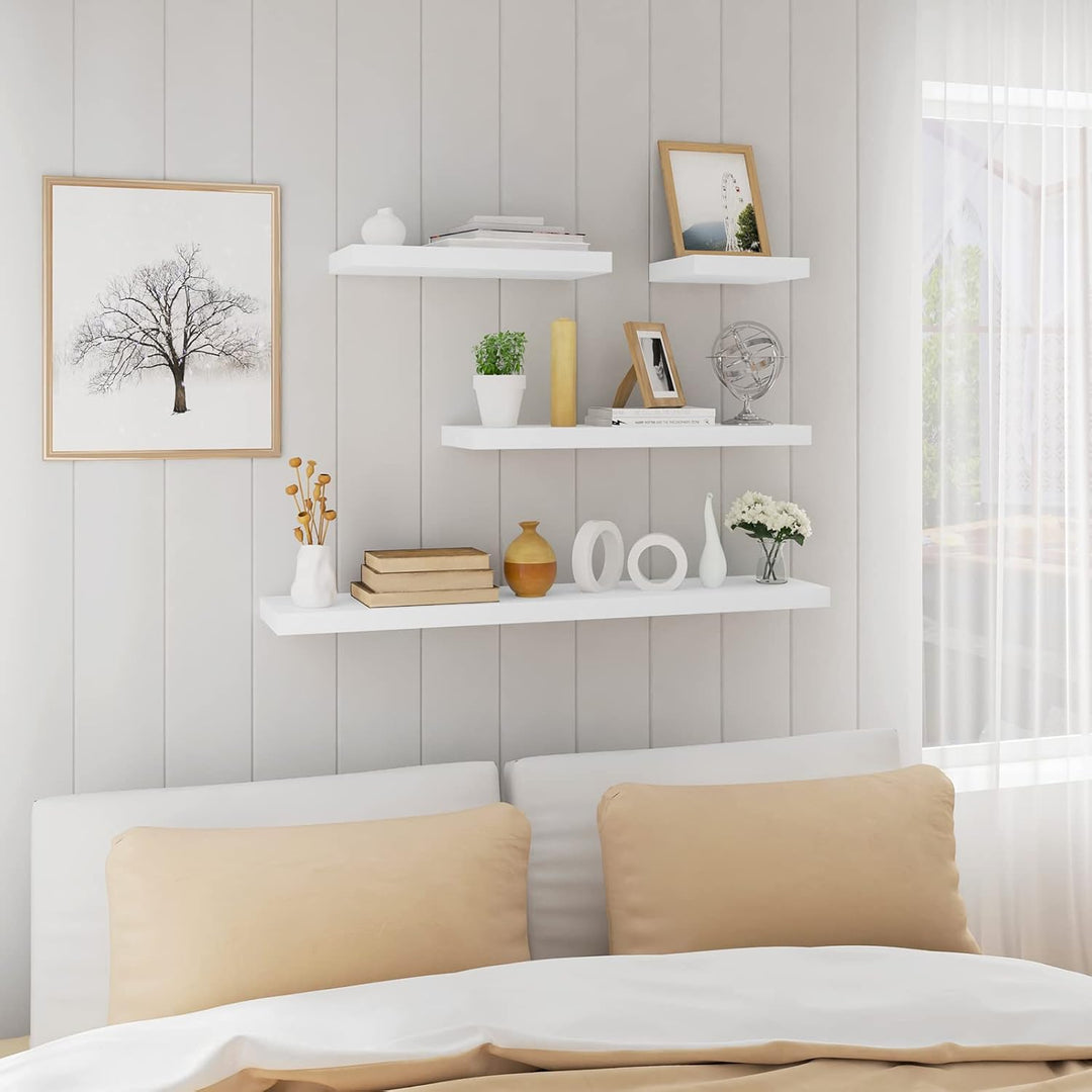 WOLTU Wandregal 4 Stück Set Wandboard Bücherregal Regale für Deko Wandablagen aus MDF Holz,Hängerega