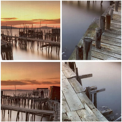 Bilder auf Leinwand 100x70cm Leinwandbild mit Rahmen Brücke Boot Meer Gross Wanddeko Bild Schlafzimm