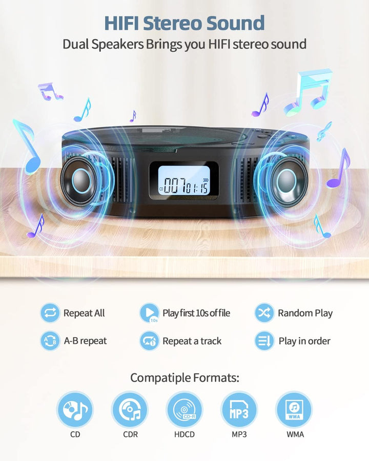 Desobry CD Player tragbar Kinder klein mit Bluetooth discman Kinder Lautsprecher Radio Boombox-CD-Pl